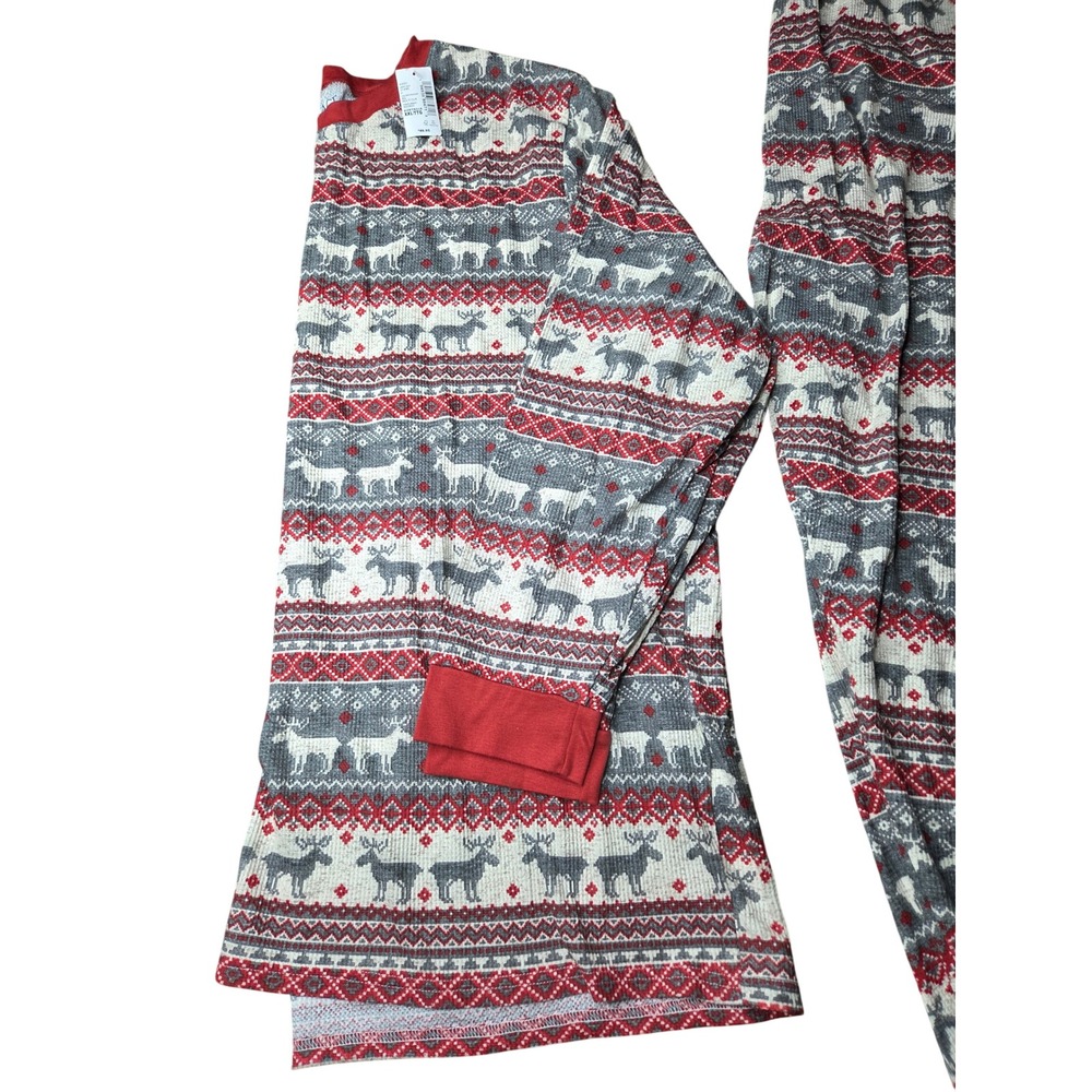 The Childrens Place Red Gray Reindeer Fair Isle Pajama Set Long Sleeve Pants XXL